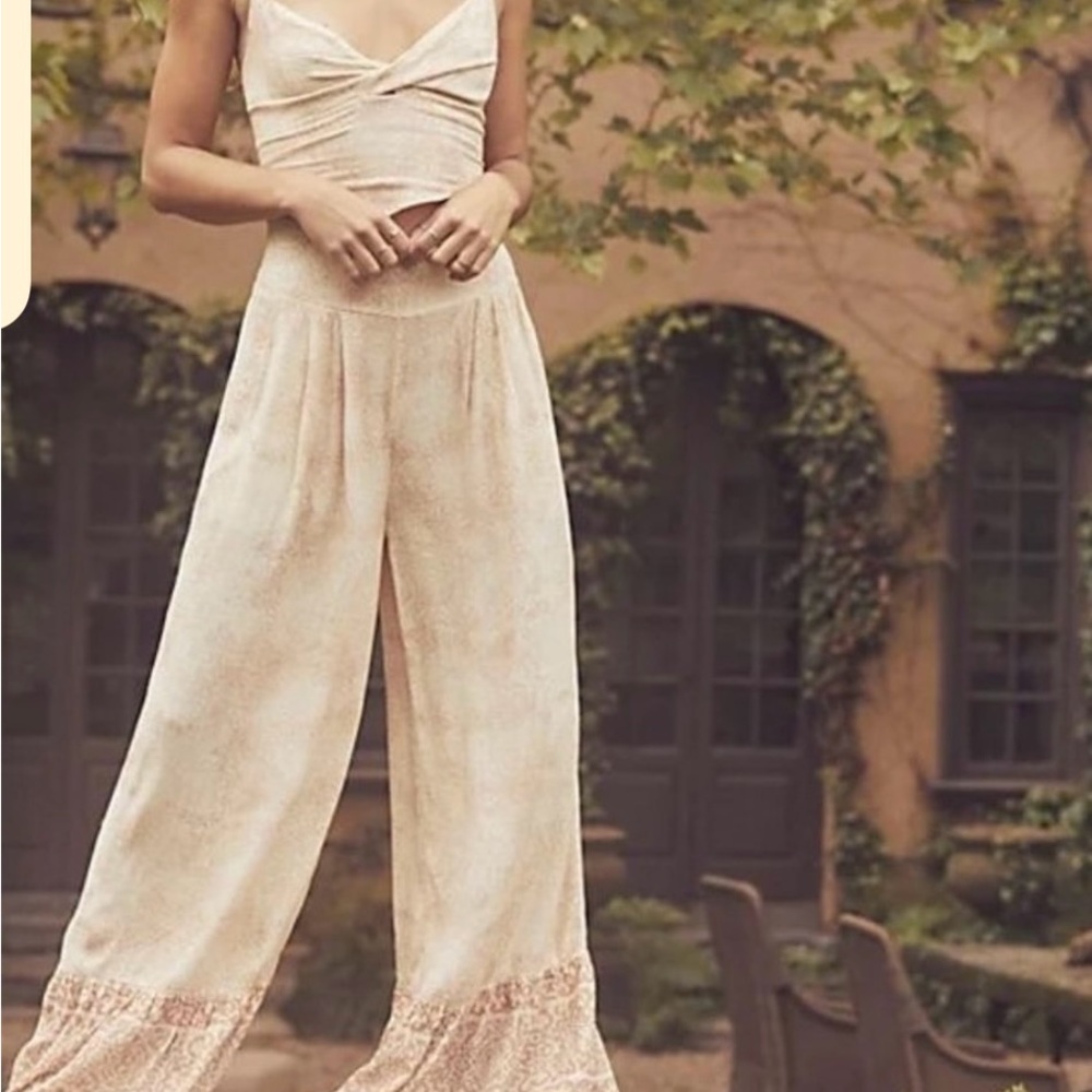 Free People Vanessa high rise wide leg pants and top set in gold only size small - Picture 3 of 13